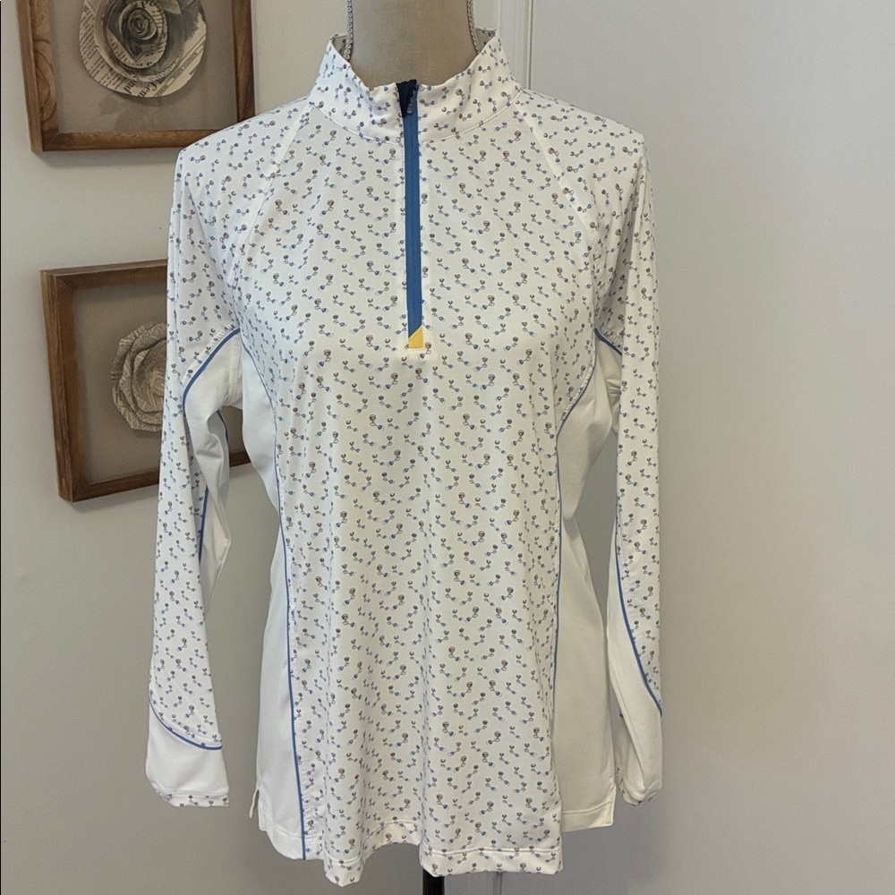 Peter Millar Martini Print Quarter Zip Golf Pullover L Wicking UPF 50+